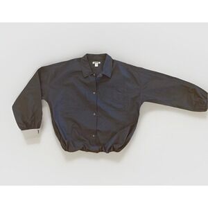 Athleta Jacket Womens Large Blue Snap Front Drawcord Hem Lightweight Windbreaker